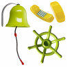 Aire de jeux PAÏTA bois avec accessoires cloche gouvernail téléphone - vue détails