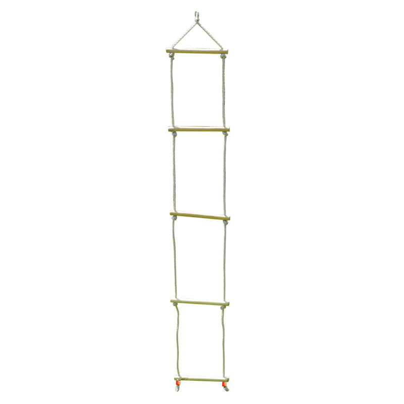 Échelle De Corde Suédoise 2m - Pour Enfants, Intérieur/extérieur - Bois & Corde Nylon - Avec Mousquetons - Jeu D'escalade
