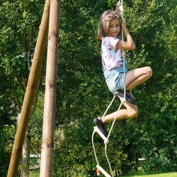 Echelle pour portique 5 barreaux bois et corde (agrès) - Soulet - Pour 1 enfant de 3 à 12 ans, 50 kg max