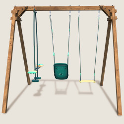 Portique en bois avec balançoires et siège bébé pour enfants