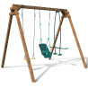 Portique balançoire bois 3 agrès avec siège bébé et balançoires