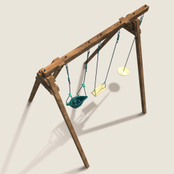 Portique balançoire 3 agrès en bois Soulet avec balançoires et siège bébé