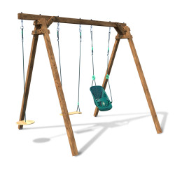 Portique de balançoire en bois Soulet avec siège bébé et agrès suspendus