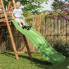 Toboggan olive Soulet installé sur une aire de jeux en bois dans un jardin