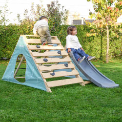 Aire de jeux en bois Hercule - Toboggan et escalade, 18 mois et + - Pour 2 enfants, de plus de 18 mois - Enfants s'amusant sur l
