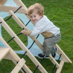Aire de jeux en bois Hercule - Toboggan et escalade, 18 mois et + - Filet à grimper