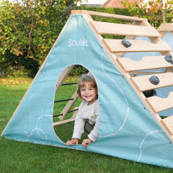 Aire de jeux en bois Hercule - Toboggan et escalade, 18 mois et + - Cabane tipi inclus