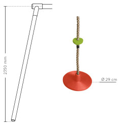 Corde a noeuds + disque - Dimensions