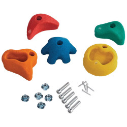 Kit 5 Prises d’escalade multicolores enfant – 3 tailles -75 - 130 mm - Prises d'escalade multicolores