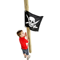Drapeau Pirate avec Système de Hissage pour Tour de jeux - 550 x 450 mm - Drapeau pirate à hisser