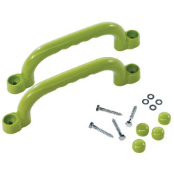 Jeu de poignées en plastique Vert Lemon - Pour Aire de Jeux et Cadres d’Escalade – 250 x 75 mm - 2 poignées vertes