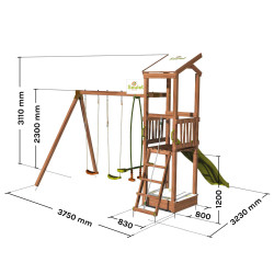 Aire de jeux avec portique et bac à  sable - HAPPY Swing 120 - Dimensions