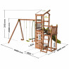 Aire de jeux pour enfant 2 tours avec portique et mur d'escalade - FUNNY Swing & Climbing 150 - Dimensions