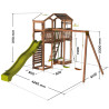 Aire de jeux pour enfant 2 tours avec pont et portique - FUNNY Swing & Bridge 150 - Dimensions du produit