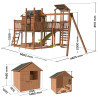 Aire de jeux pour enfant maisonnette avec portique et mur d'escalade - COTTAGE FUNNY - Dimensions