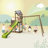 Aire de jeux pour enfant 2 tours avec portique et bac à  sable - FUNNY Swing 150 -Pour 10 enfants de 3 à 12 ans