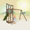 Aire de jeux pour enfant avec portique et bac à  sable - HAPPY Slide 150 - Usage familial en extérieur - Enfant s'amusant sur la