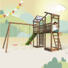Aire de jeux pour enfant 2 tours avec pont et portique - FUNNY Swing & Bridge 150 - Usage familial en extérieur