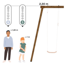 Aire de jeux pour enfant avec portique et mur d'escalade - HAPPY Swing & Climbing 150 - Poutre h. 230 cm