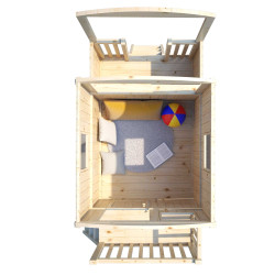 Cabane en bois mobile pour enfant - Roulotte Carry - Vue de l'intérieur