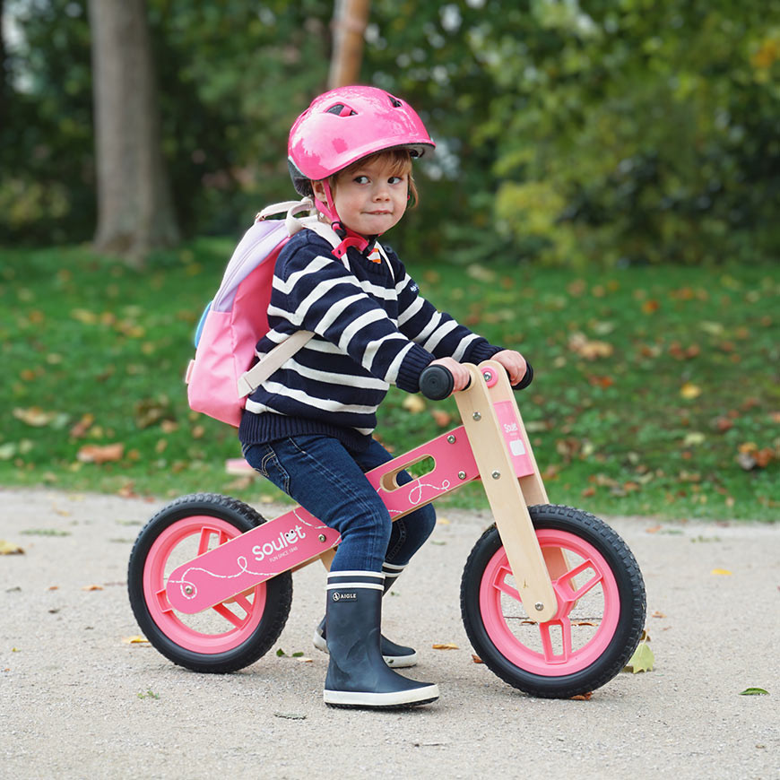 Draisienne rose en bois pour enfant 18 mois à 4 ans - Soulet