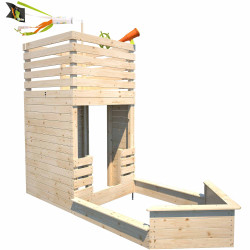 Cabane en bois avec bac à sable bateau pirate pour enfants - Pirate - Vue 3/4 droite