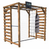 Aire de jeux en bois traité multisport Odin – Mur d’escalade, barre de traction, sac de frappe, cage de foot - Vue 3/4 droite