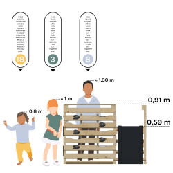 Aire de jeux bébé en bois Olympic - Hercule - Comparatif Taille des utilisateurs / hauteur du produit