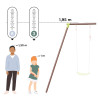 Portique en acier 3 agrès pour enfant - Malo - Comparatif Taille des utilisateurs / hauteur du produit