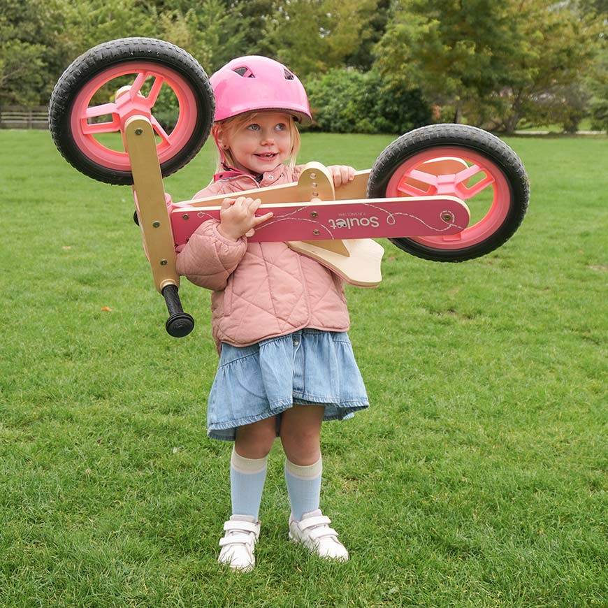 Draisienne en bois pour enfants - rose