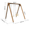 Portique balançoire en bois traité carré, Objectif Nature 2 agrès - Ambre - Dimensions