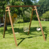 Portique balançoire en bois carré, Objectif Nature 3 agrès - Ulysse - Usage familial en extérieur