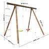 Portique en bois avec corde et échelle 4 agrès - Ernest - Dimensions