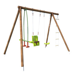 Portique en bois pour enfant 4 agrès - Suzon - Vue 3/4 droite