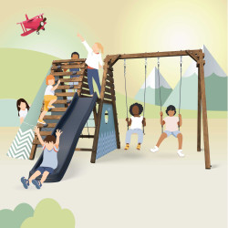 Aire de jeux en bois - Appolon - Pour 7 enfants, de 3 à 12 ans