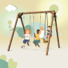 Portique en bois carré avec face-à-face et deux balançoires – Gautier - Pour 4 enfants de 3 à 12 ans max.