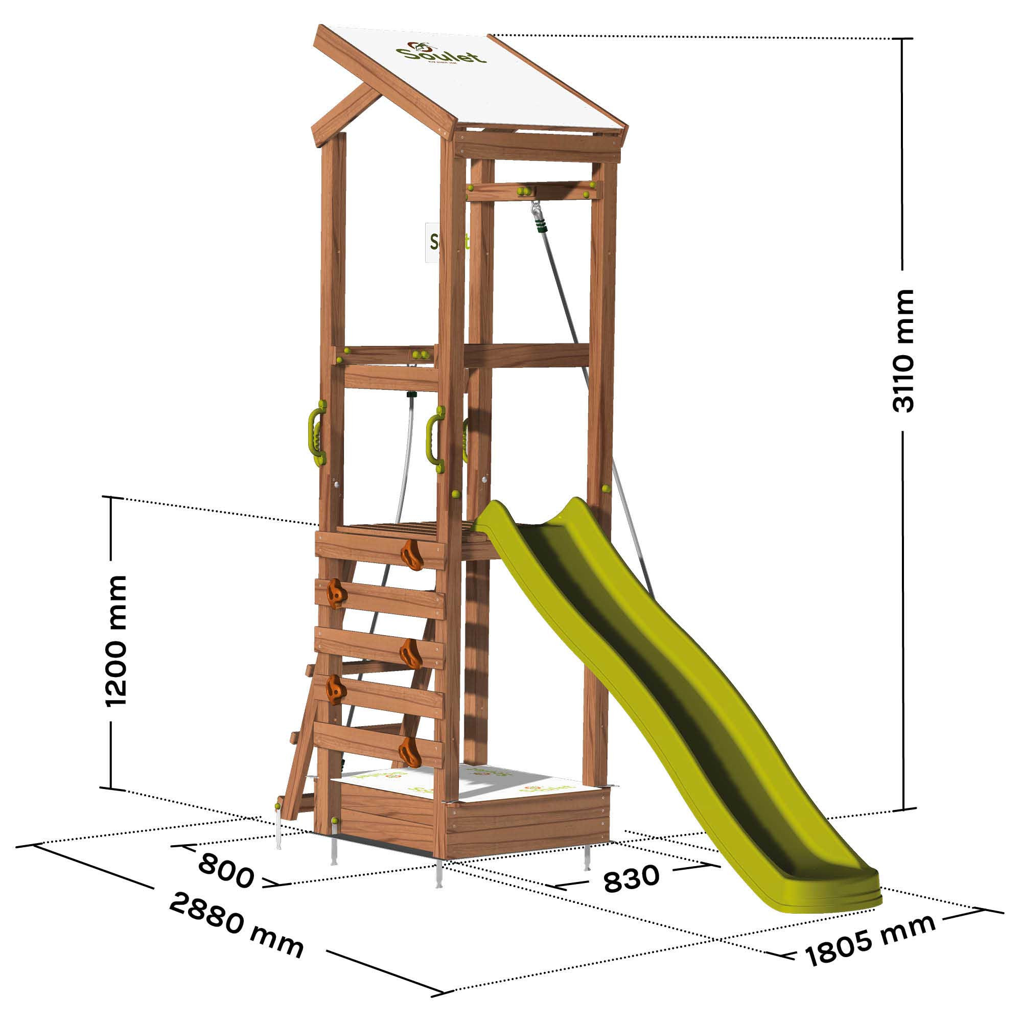 KiddyMoon aire de jeux en bois avec toboggan cadre d'escalade pour