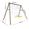 Portique en bois avec balançoire bateau pour adolescents (3,30 m) – Galdar Bateau - Dimensions