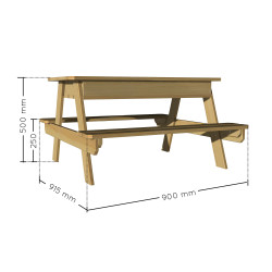 Table en bois pour enfant avec bac à sable intégré - Dimensions
