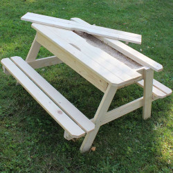 Table en bois pour enfant avec bac à sable intégré - Couvercle amovible