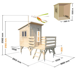 Cabane en bois sur pilotis pour enfants - Oakland - Dimensions