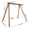 Portique en bois échelle et balançoire 3 agrès - Tonka - Dimensions