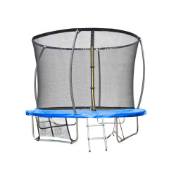 Trampoline extérieur 3m05 pour enfants avec filet de protection - Vue 3/4 droite