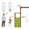 Petite station en bois 2 agrès et toboggan en plastique - Menthe - Comparatif Taille des utilisateurs / hauteur du produit