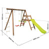 Station en bois traité pour enfant 3 agrès et toboggan - Mûrier - Dimensions