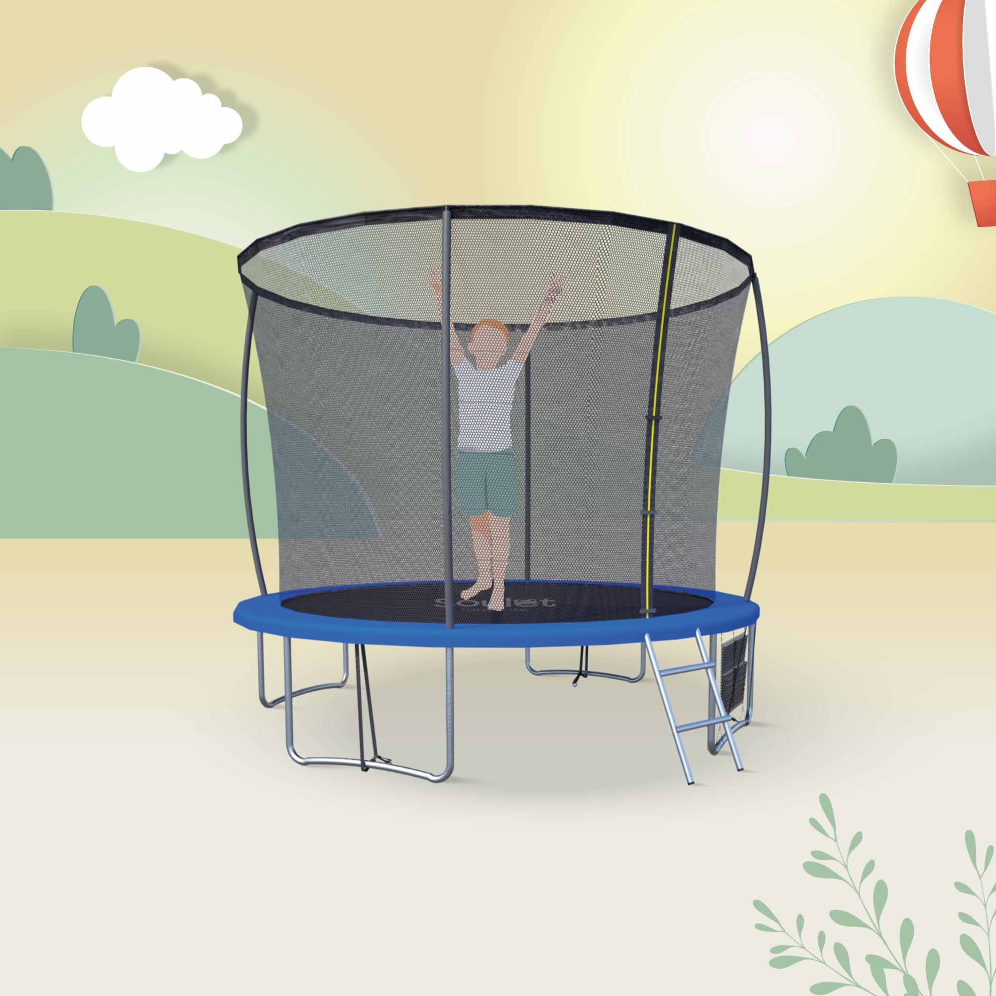 10FT Trampoline extérieur Renforcée 305cm pour enfant adulte avec Echelle  Filet de sécurité Couverture de protection