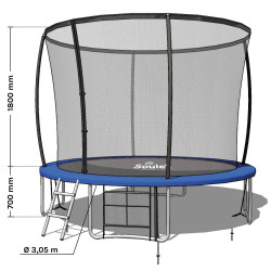 Trampoline extérieur 3m05 pour enfants avec filet de protection - Dimensions