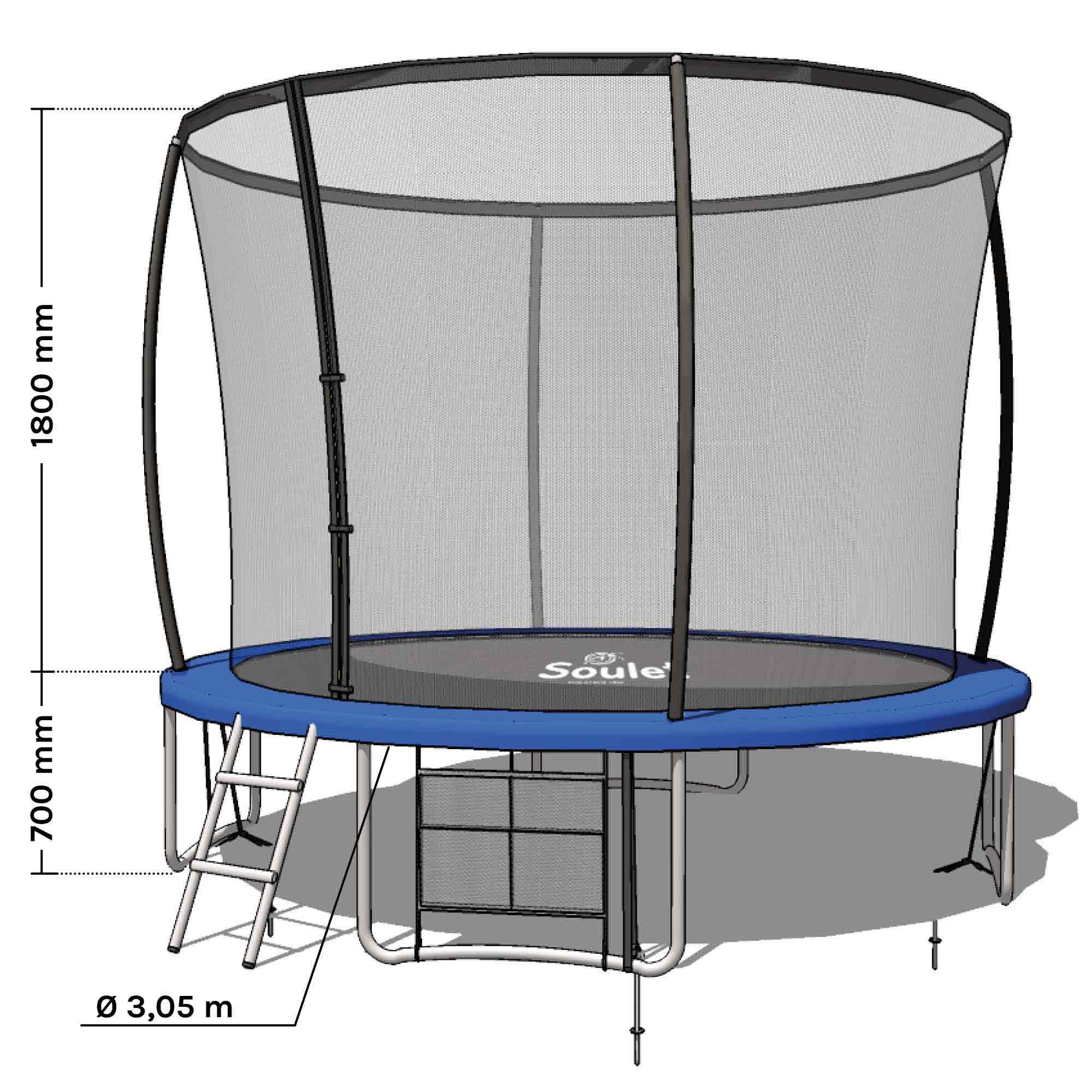 Trampoline 305 cm extérieur pour enfants avec filet - Soulet