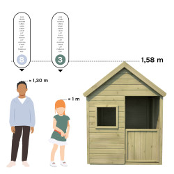 Cabane en bois traité sur pilotis pour enfant - Winny