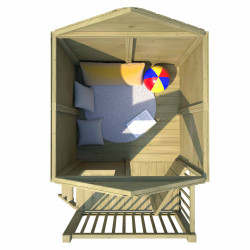 Cabane en bois traité sur pilotis pour enfant - Winny - Intérieur vue de dessus